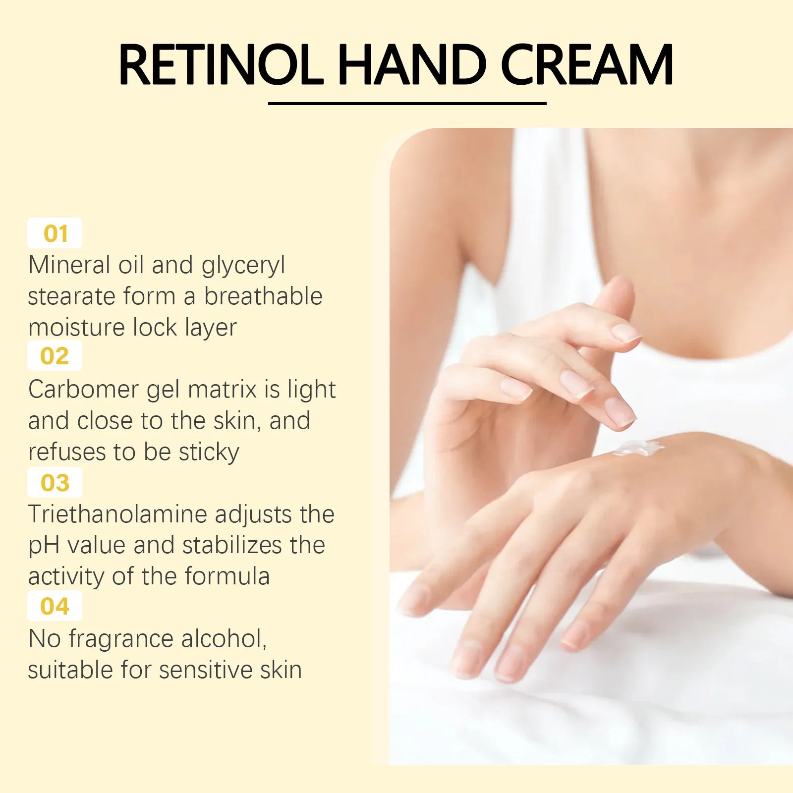 Retinol Hand Cream Firming Hand Lotion Retinol Moisturizer For Aging Dry Cracked Hands Hydrates & Soothes Dry Hands Non-Greasy Zpaxo