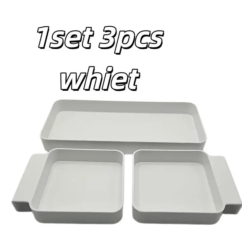 1pcs Hanging Storage Boxes – for Drawers up to 1.5cm, Organize Stationery, Cutlery, Cosmetics, Desk Zpaxo 1set 3pcs white