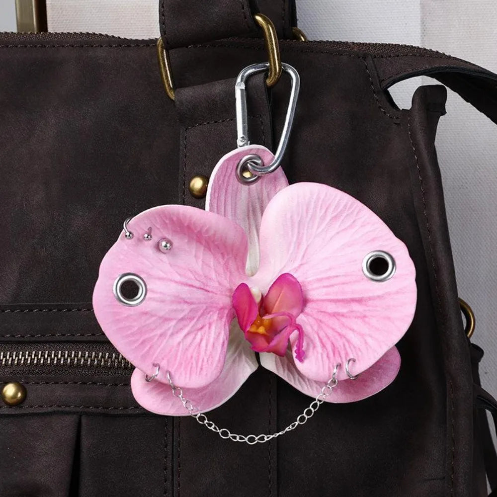 Phone Charms Phalaenopsis Orchid Keychain Rivet Elegant Imitation Flower Pendant Fashion Decoration Bag Pendant Women Girls Zpaxo Style 1
