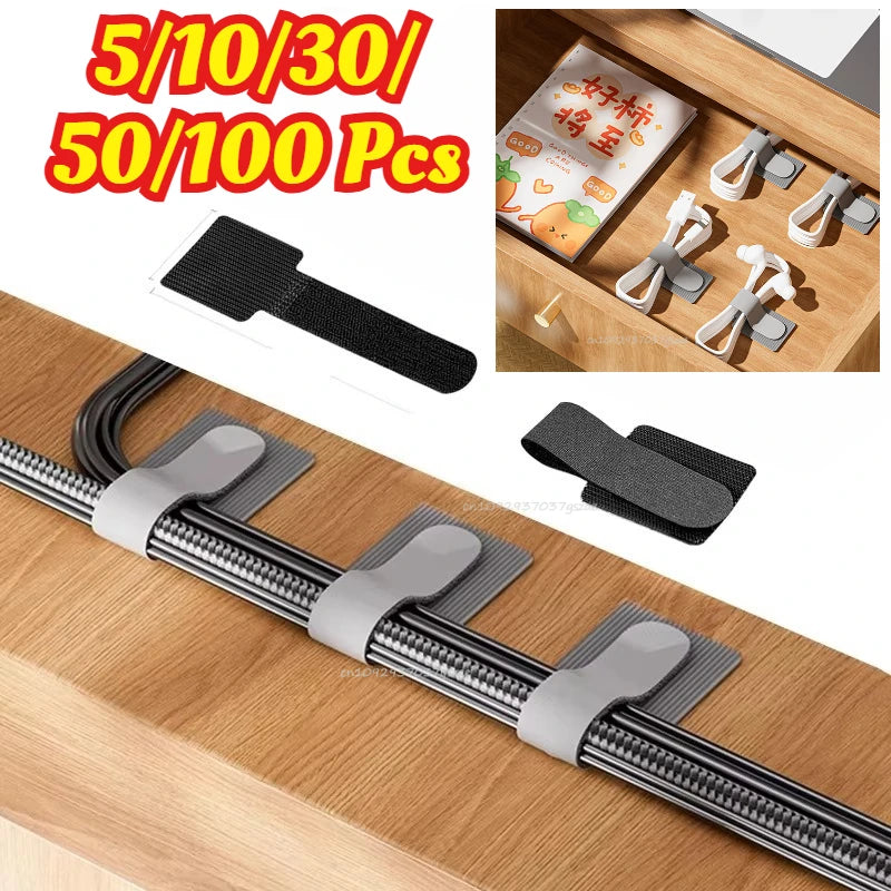 Self Adhesive Reusable Hook and Loop Cable Ties - Adjustable Cord Organizer Straps for Desk, Home & Office Cable Management Zpaxo