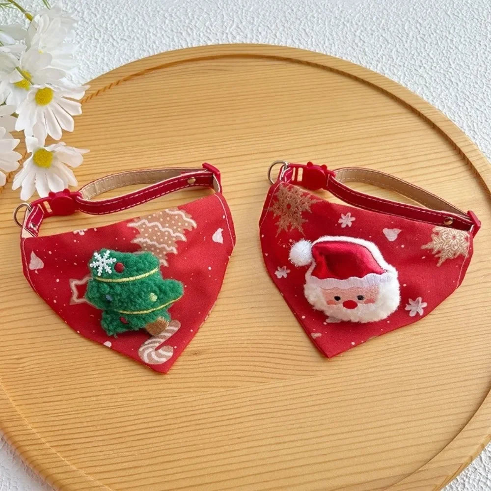 Christmas Dog & Cat Collar with Triangle Scarf – Adjustable Pet Holiday Collar Zpaxo