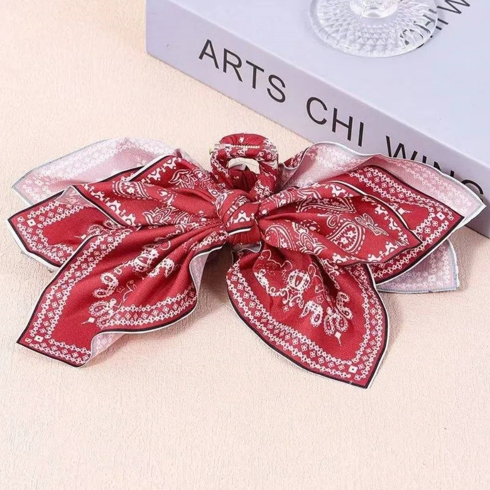 New Double-sided Hair Clip Large Cashew Flower Butterfly Knot Scratching Hair Accessory Shark Clip For Women Summer Vacation Zpaxo Red