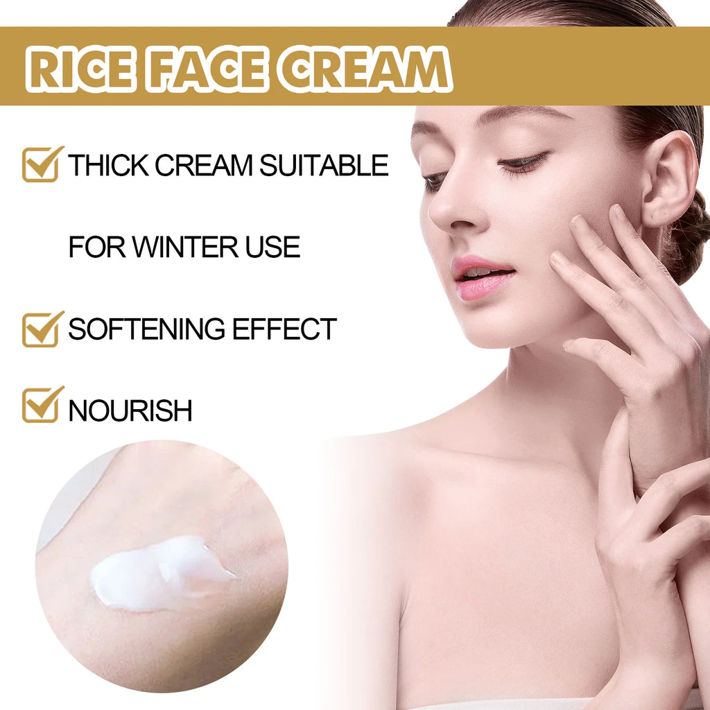 White Rice Face Cream Moisturizing Firming Fade Fine Lines Tighten Pores Lighten Dark Spots Nourishing Brightening Face Cream Zpaxo