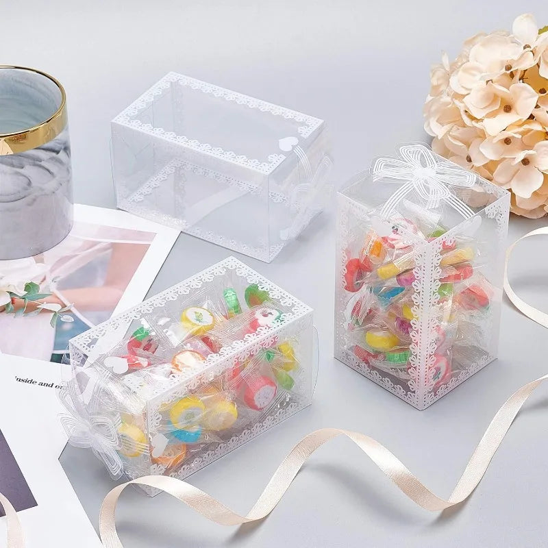 Clear PVC Plastic Candy Favor Box Transparent Container Wedding