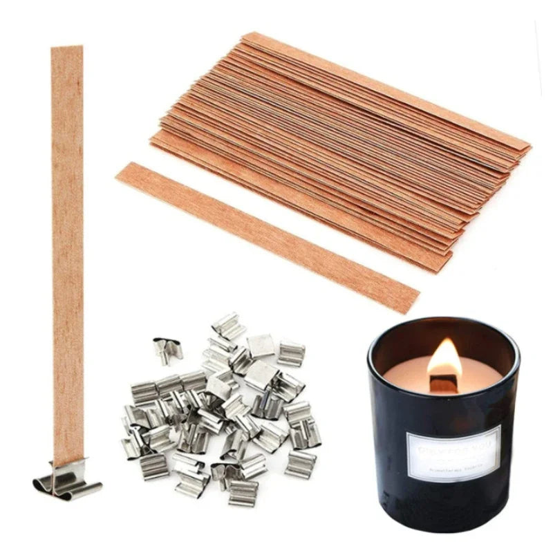 30-Pack Wooden Candle Wicks with Clip Base – Smokeless Candle Making Candle Making Wicks Zpaxo