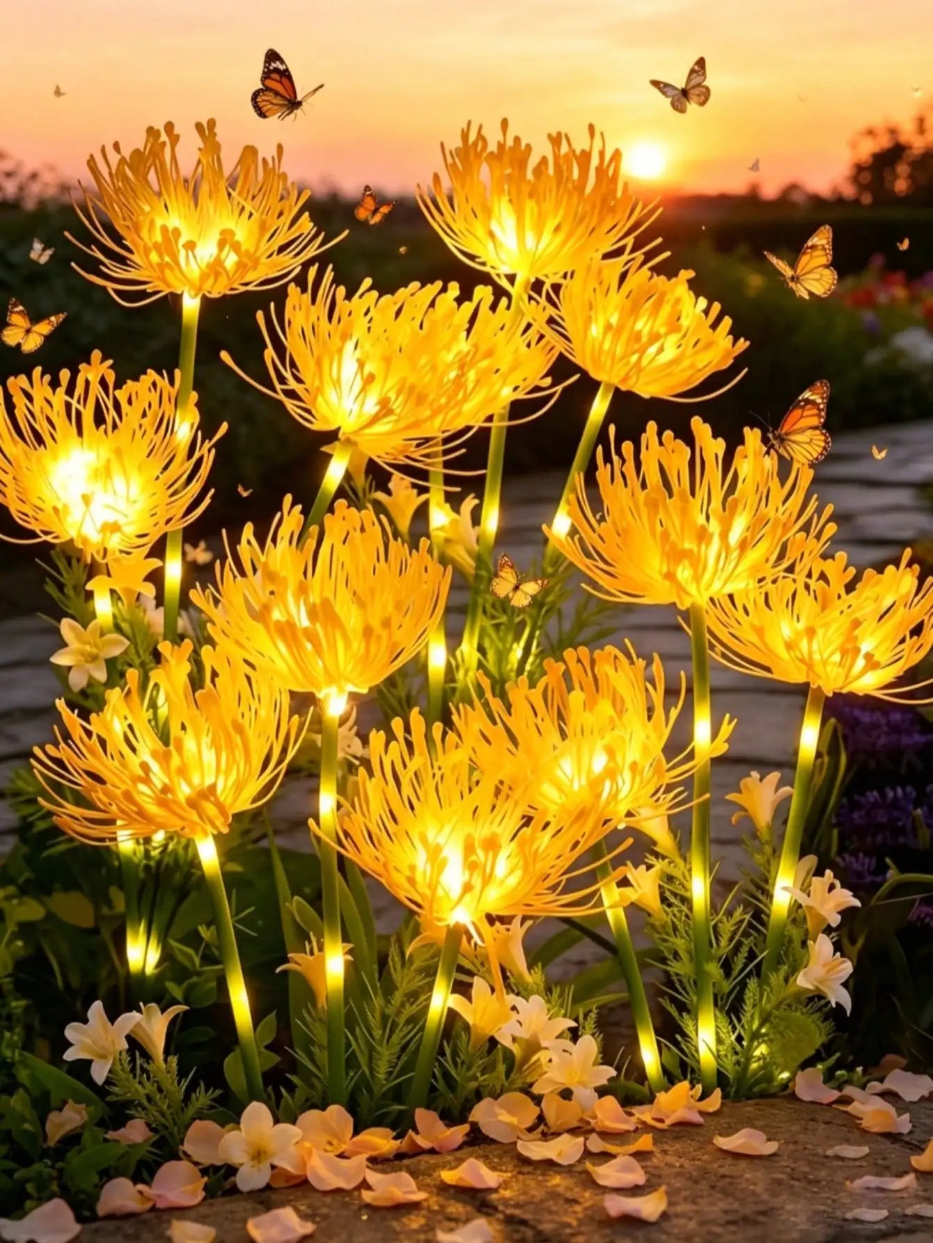 Solar-powered Three-headed Daisy Outdoor Light It Ideal Solar Zpaxo YELLOW