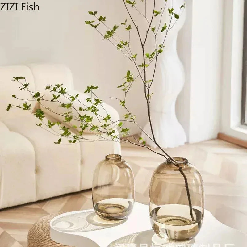 Transparent Glass Vase Office Decor Large Capacity Hydroponic Flower
