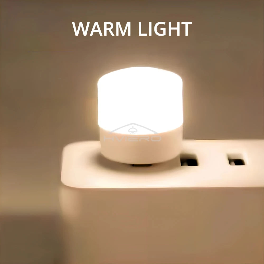 USB LED Plug Night Light – Warm & White | Book Lamp