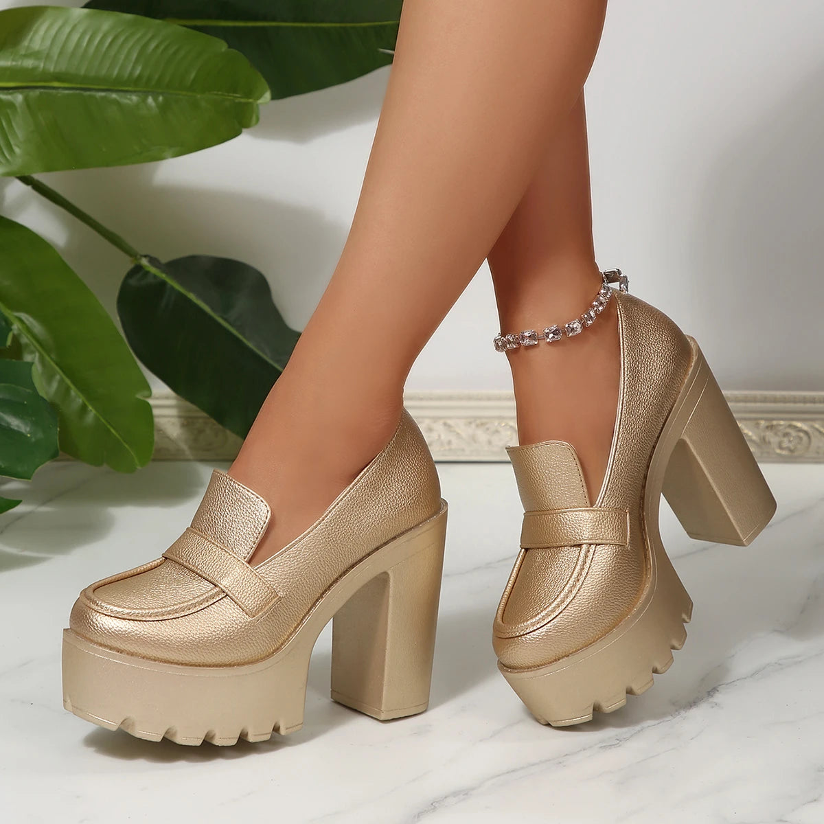 Retro Le Fu Shoes 2025 New Thick Soled High Heels Daily Luxury Women Solid Color Temperament Mary Jane with Follow-up Shoes Zpaxo
