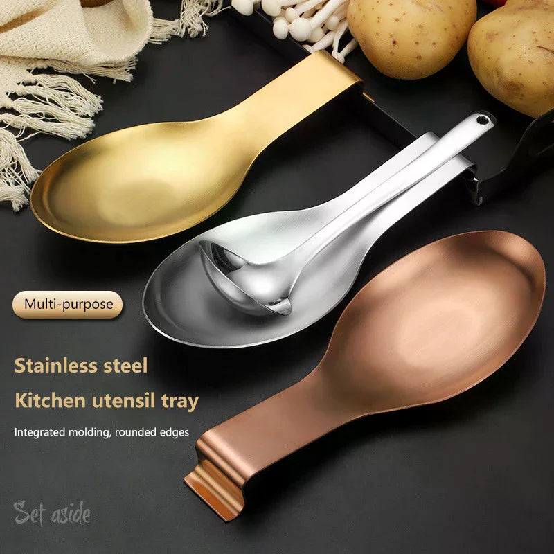 Fish Shape Spoon Rest Thickened Stainless Steel Tableware Spoon Shelf Buffet Clip Tray Hotel Restaurant Kitchen Utensil Holder Zpaxo