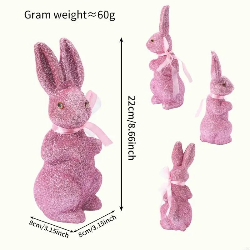 Portable Foam Easters Rabbit Statue Gold Sparkling Accent for Holiday Celebration Zpaxo