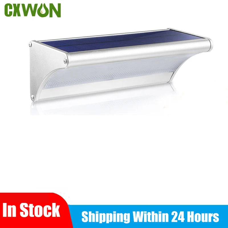 Outdoor Solar 60/48/24Led Lamp Waterproof Motion Sensor Solar Wall Lights Aluminum Alloy Home Security Solar Flood Light 6000mAh Zpaxo Silver 24LED-White China Mainland