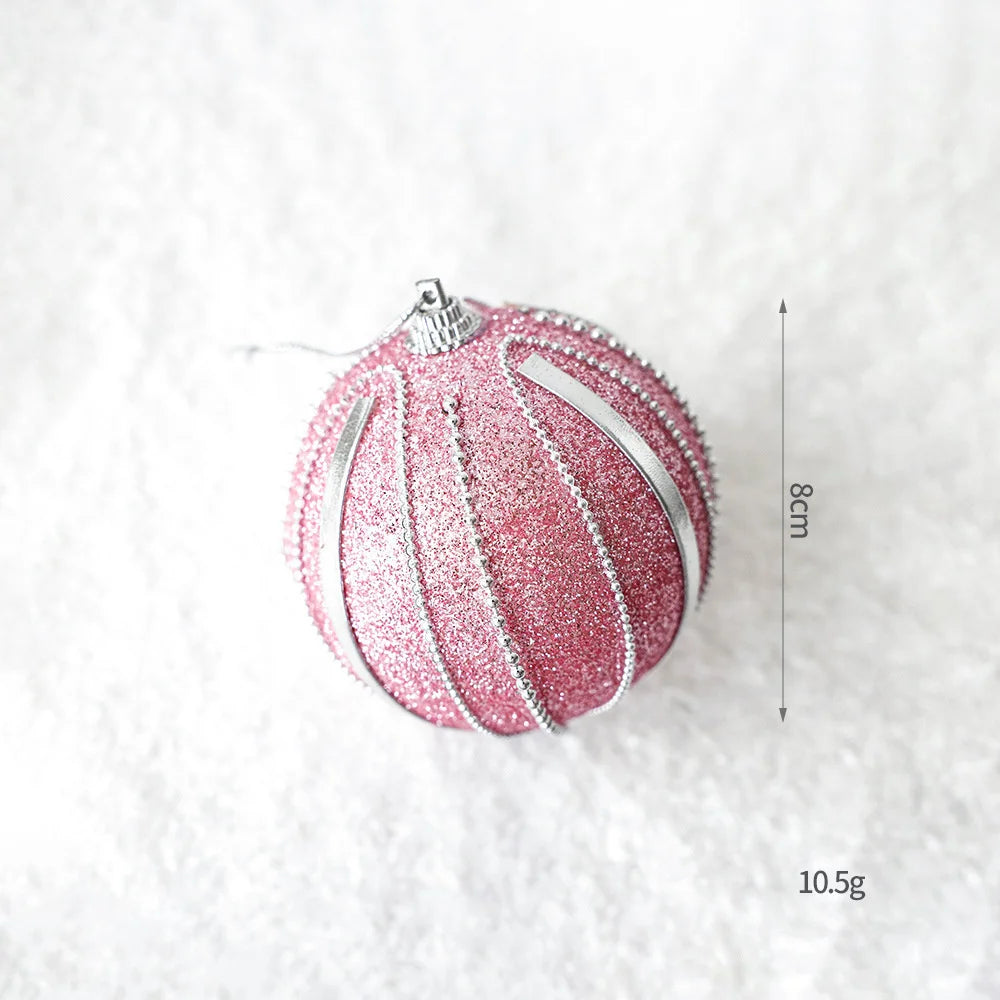 Pink Christmas Tree Ornaments – Foam Ball, Bow & Star Hangings