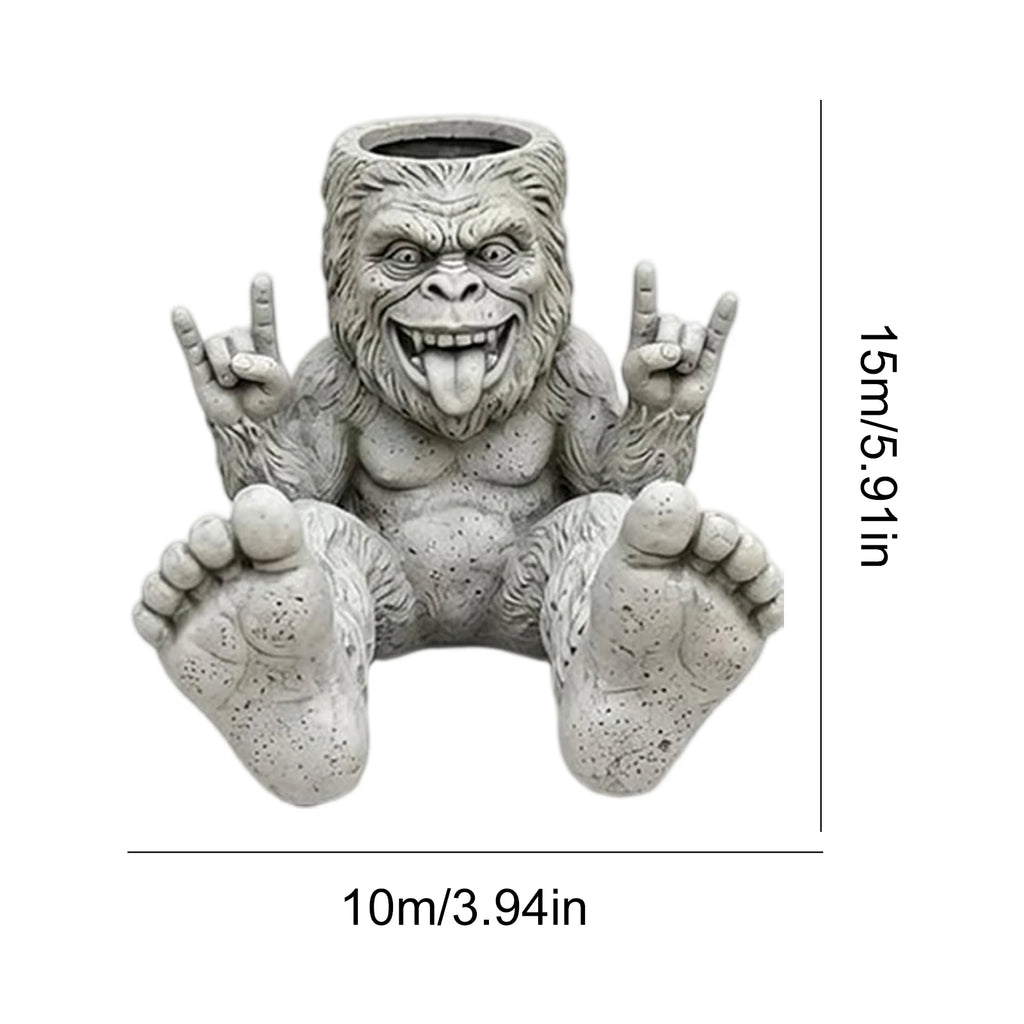 Resin Rebellious Monkey Planter Funny Big-foot Sasquatch Outdoor Zpaxo