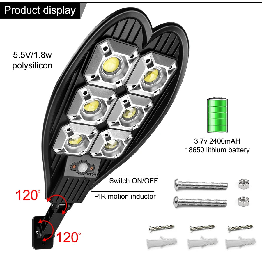 108COB Solar Street Lamp Motion Detector Outdoor Remote Control Zpaxo