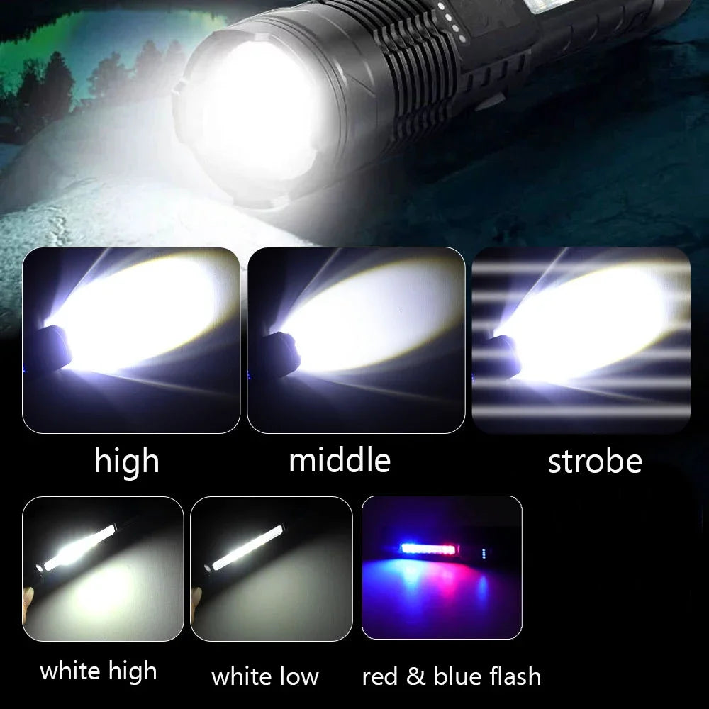 High Power LED Flashlight – USB Rechargeable Tactical Zoom Torch
