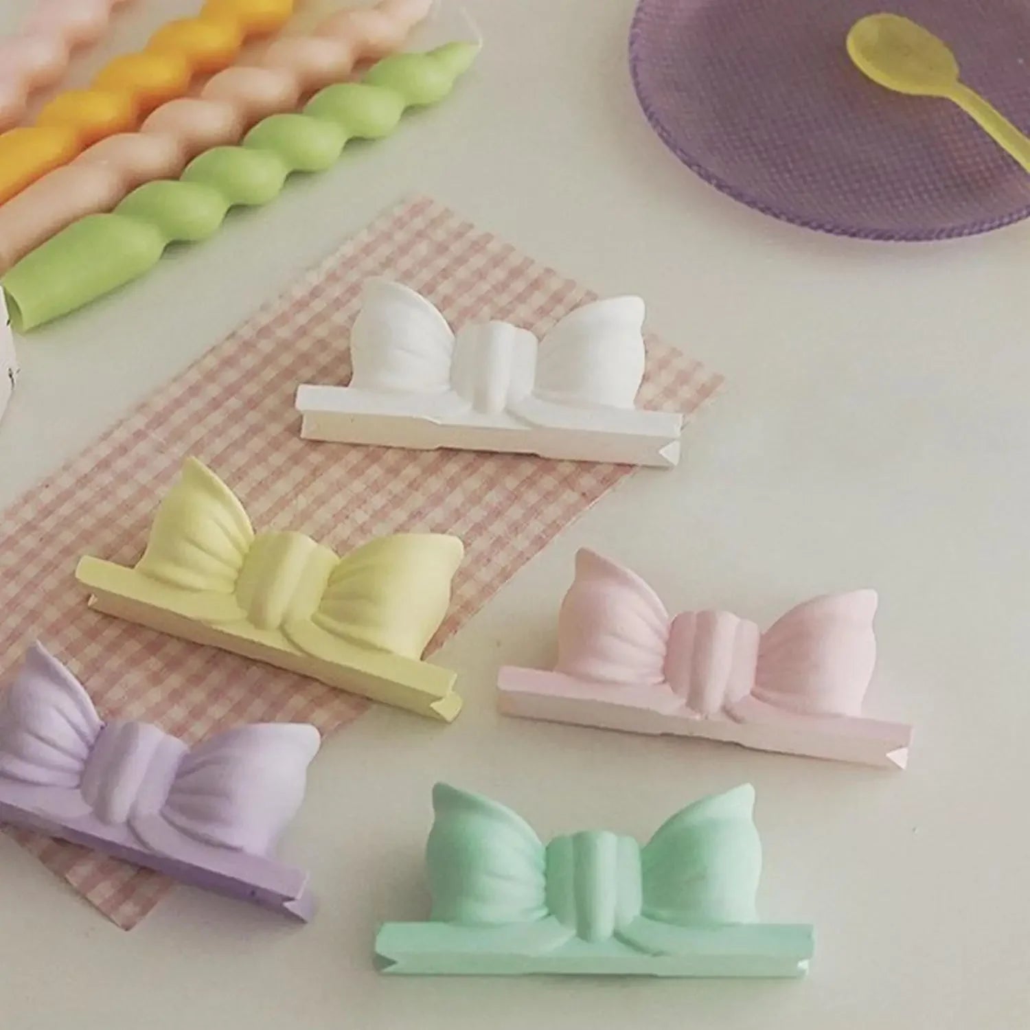 Gypsum Bow Candle Holder Long Candlestick Wedding Birthday Party Home