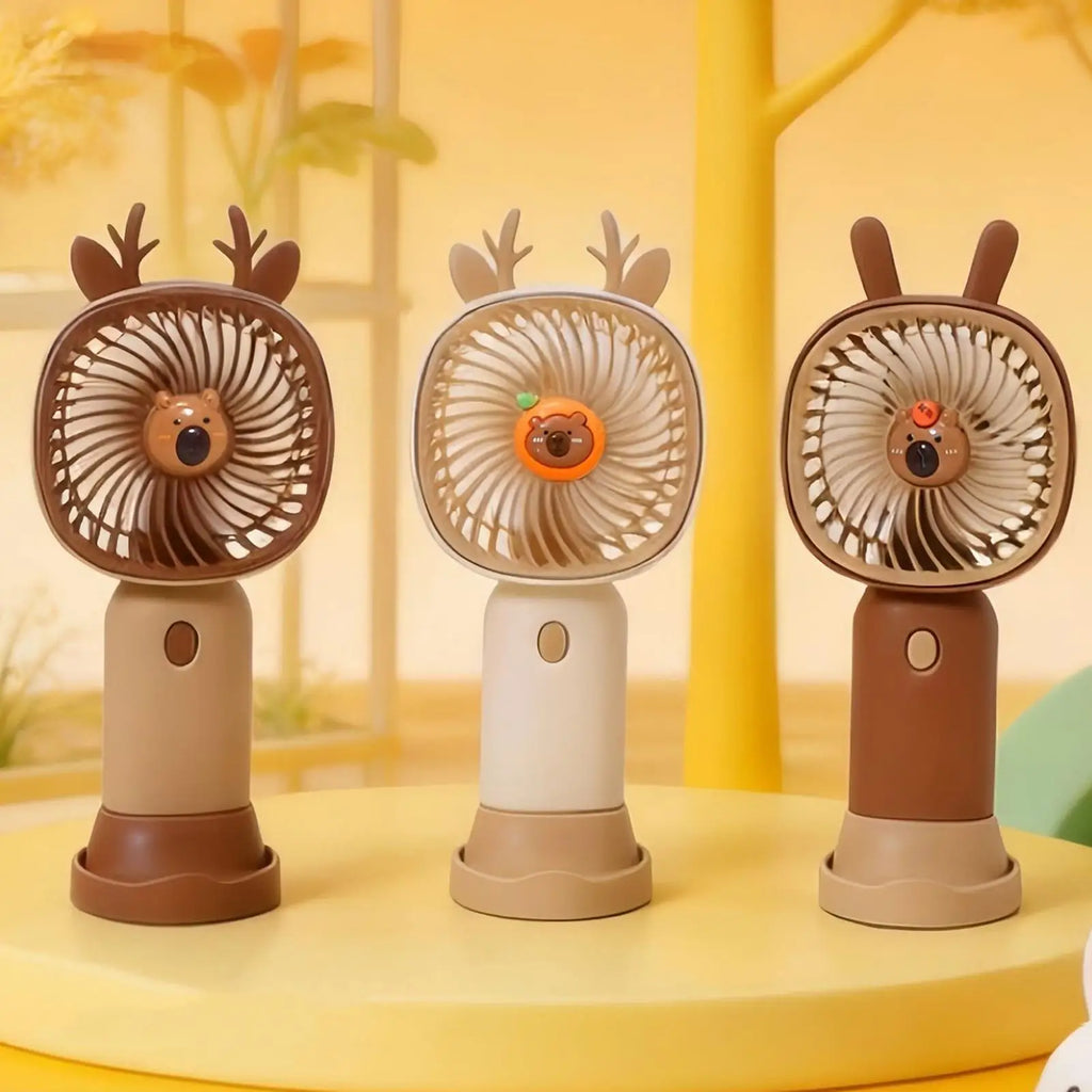 Portable Fan Rechargeable 3 Speed Cartoon Handheld Mini Cute USB Desk