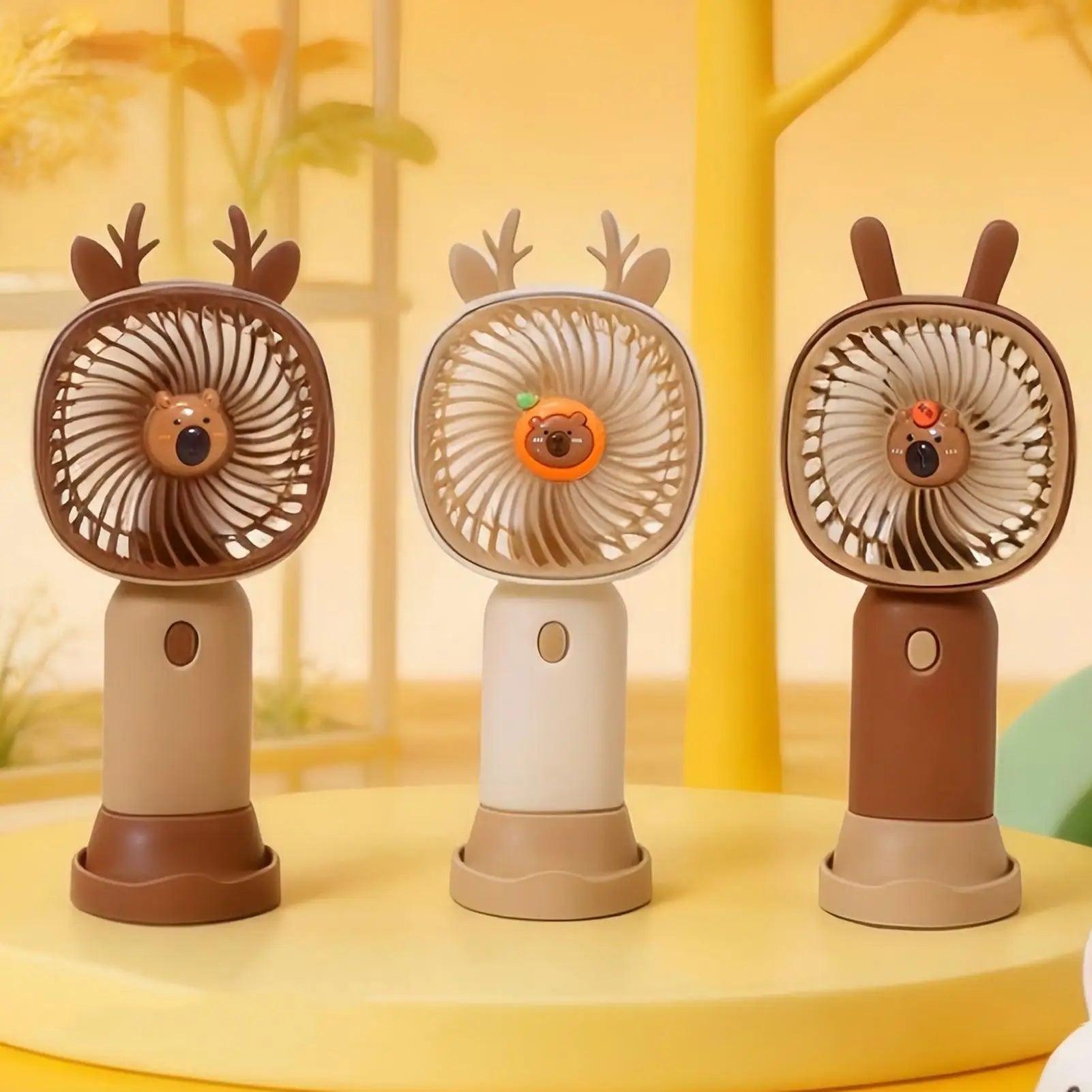Portable Fan Rechargeable 3 Speed Cartoon Handheld Mini Cute USB Desk