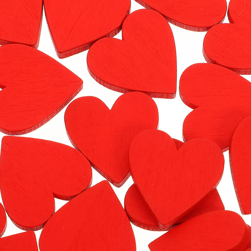 DIY Red Heart Wooden Cutouts Valentine's Day Wedding Table