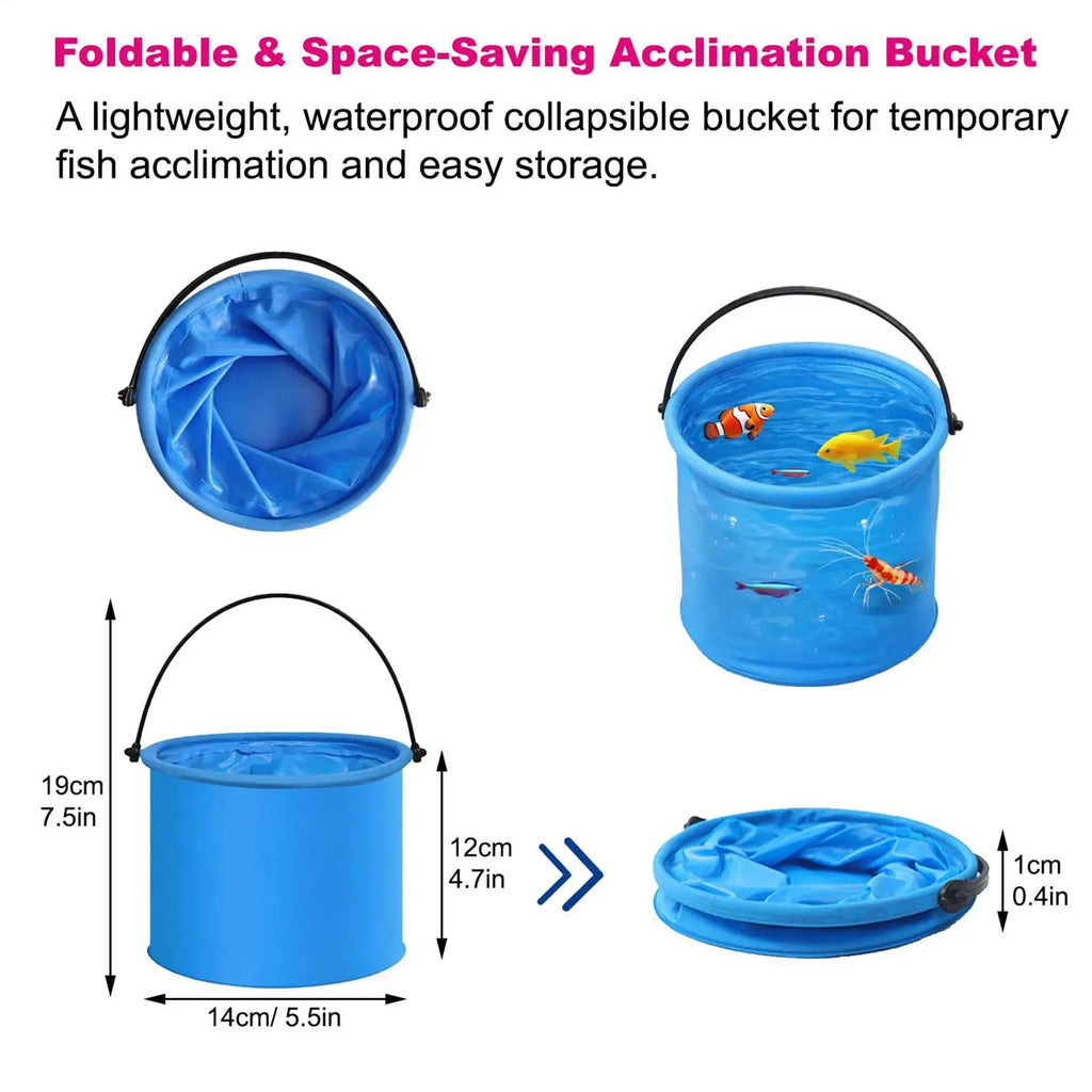 Aquarium Drip Acclimation Kit 3-Piece Adjustable Acclimator with Bucket and Net Slow Water Change Drip System for Saltwater Zpaxo