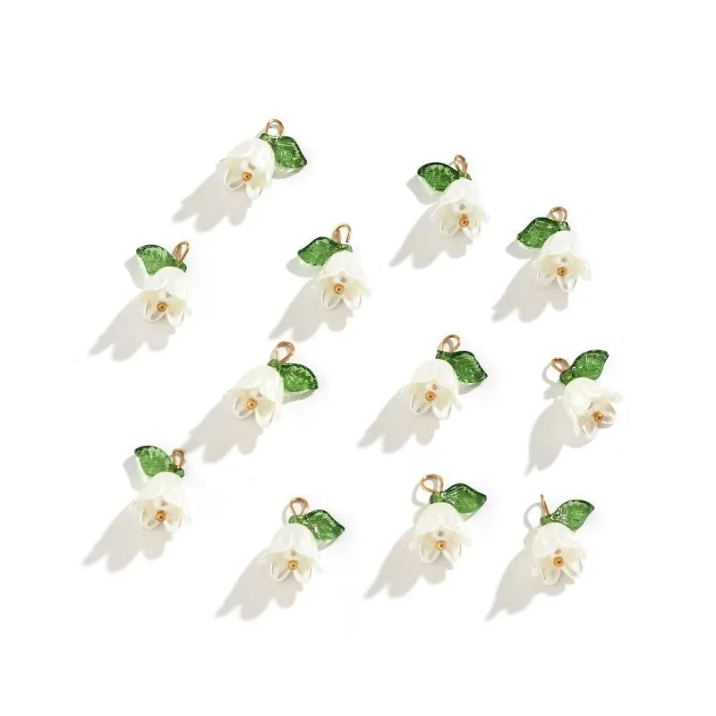 10-Pack Pearl Bell Orchid Flower Charms for DIY Jewelry Making Jewelry Charms Zpaxo