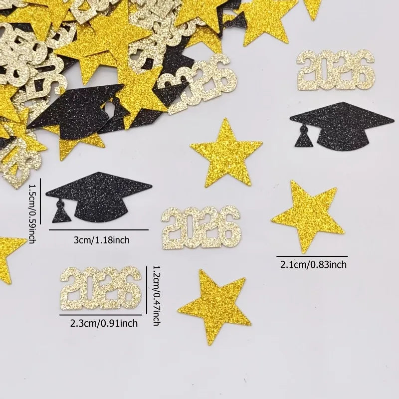 Graduation Party Confetti 2026 Doctor Hat Star 3 Styles Mixed Table