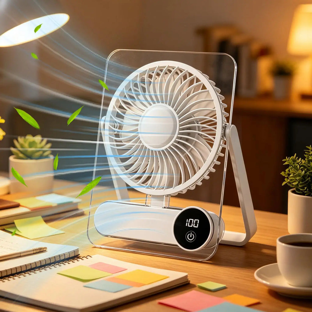 Ultra Quiet Desktop Fan Desk 100 Speed Rechargeable USB Wall
