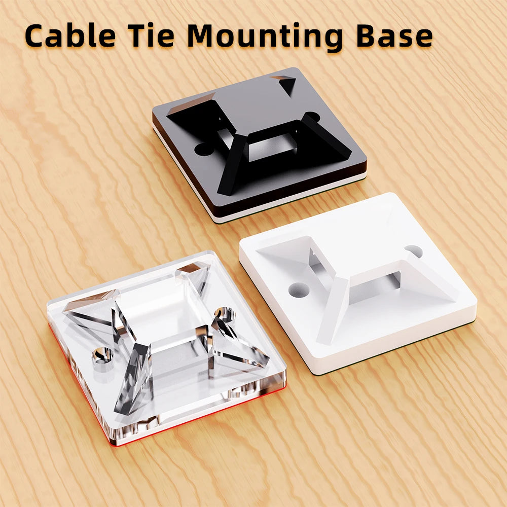 100Pcs Zip Tie Mounts Wire Clamp Cable Organizer Holder Self-adhesive Fixed Wire Clip For Desktop Car Office Holder Accessories Zpaxo