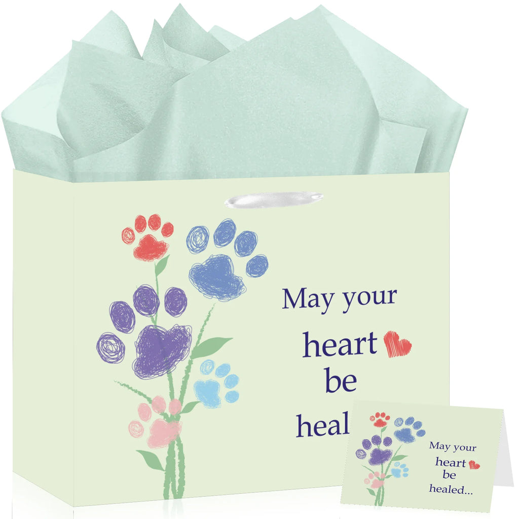 Dog Memorial Gift Bag Set with Card & Tissue Paper