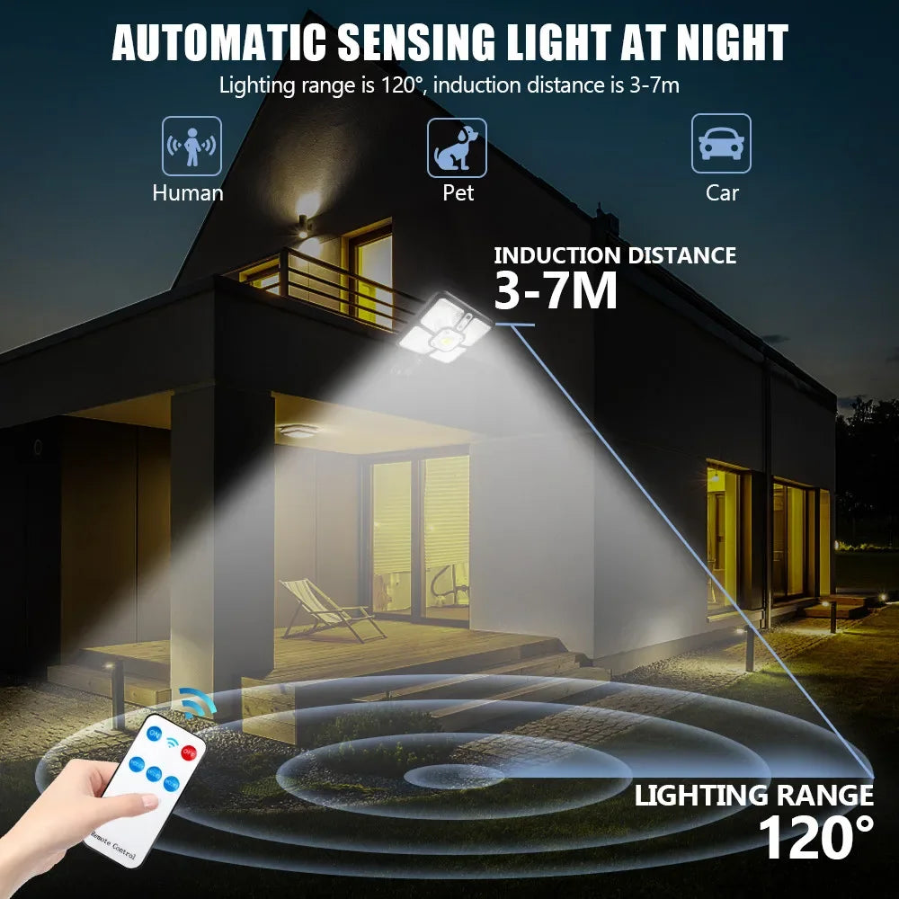 Solar Light Motion Sensor Outdoor Powered Security Garden Dimmable Zpaxo