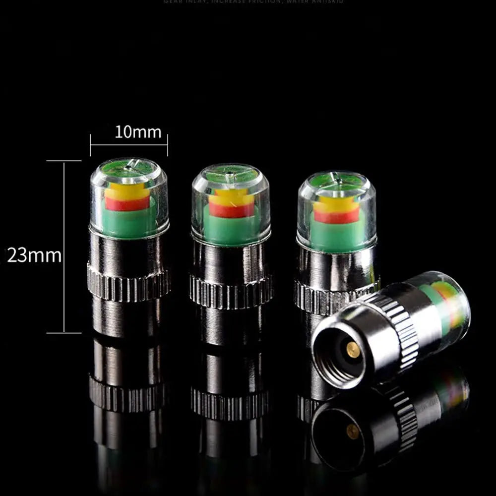 4-Pack Tire Pressure Monitor Valve Stem Caps | 3-Color Alert