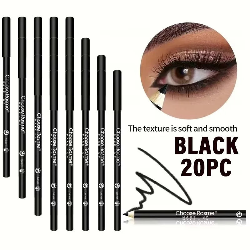 1- Waterproof Eyeliner Pencil Long-lasting Pigmented Black Wooden