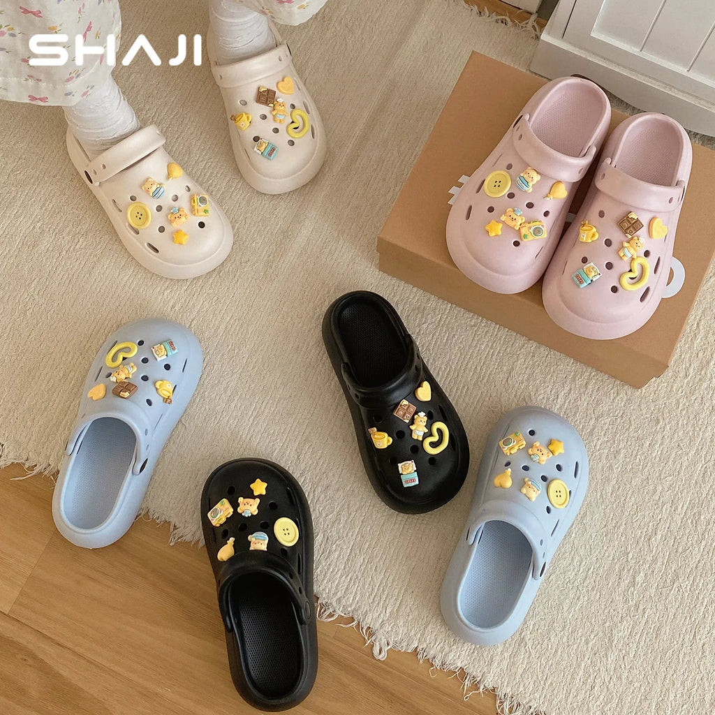 Women 2026 Cute Thick Platform Clogs SHAJI Summer Non Slip Soft