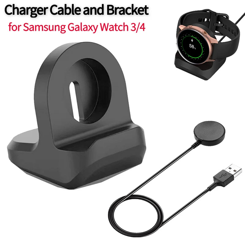 USB Charger Cable For Samsung Galaxy Watch 3 4 Classic Active 2 Universal Smartwatch Charging Holder Dock Bracket Non-slip Base Zpaxo