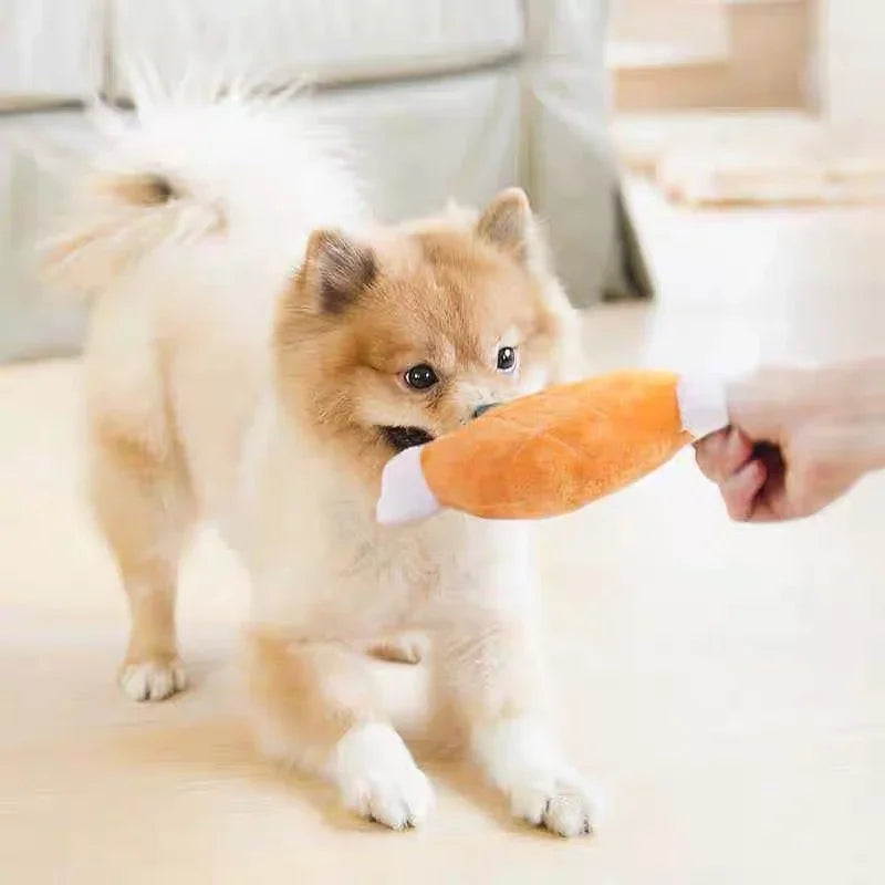 Pet Dog Cat Fleece Chicken Legs Plush Toys Squeak Chew Sound Toy Fit