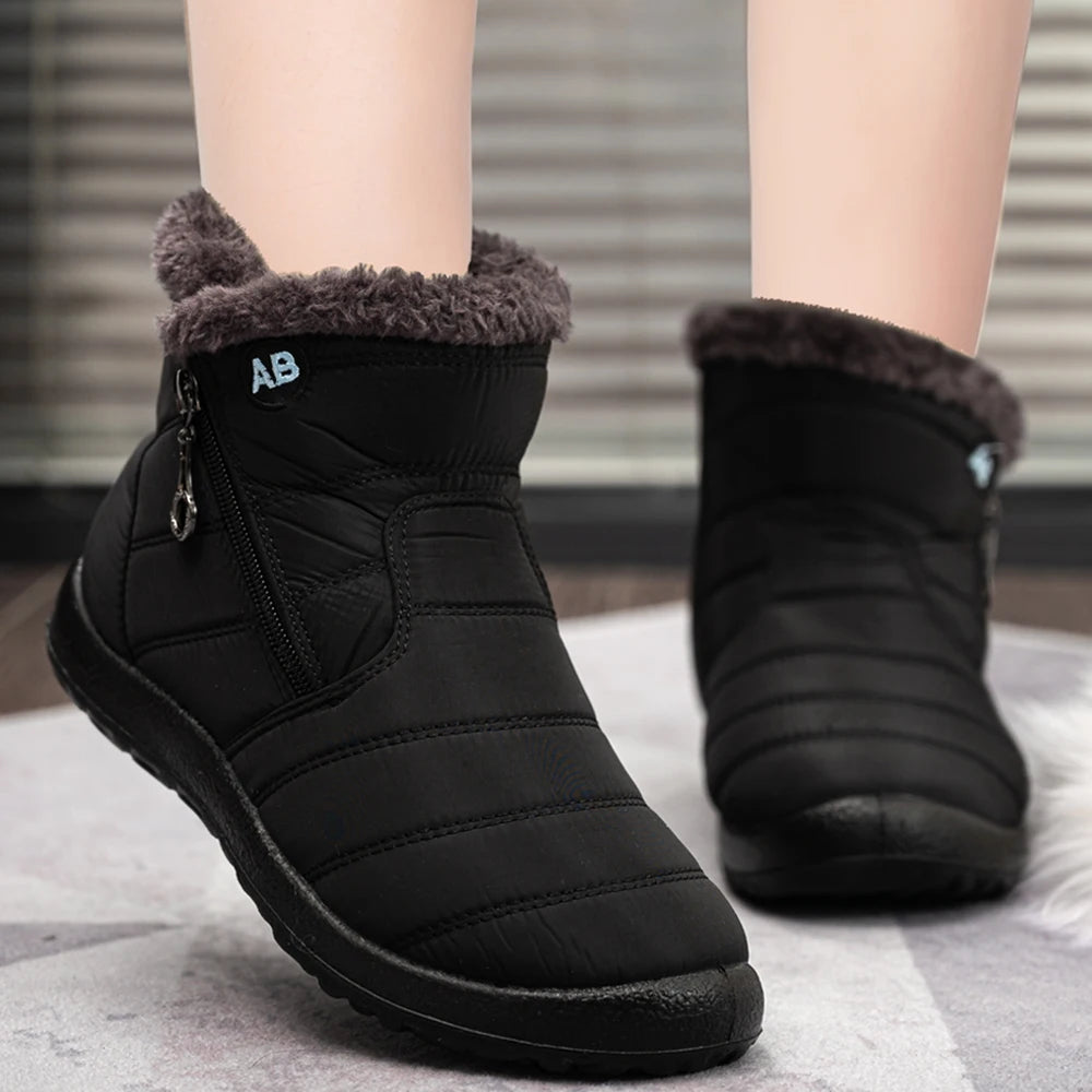 Winter Women Boots Waterproof Snow Casual Flat Shoes Warm Fur Female