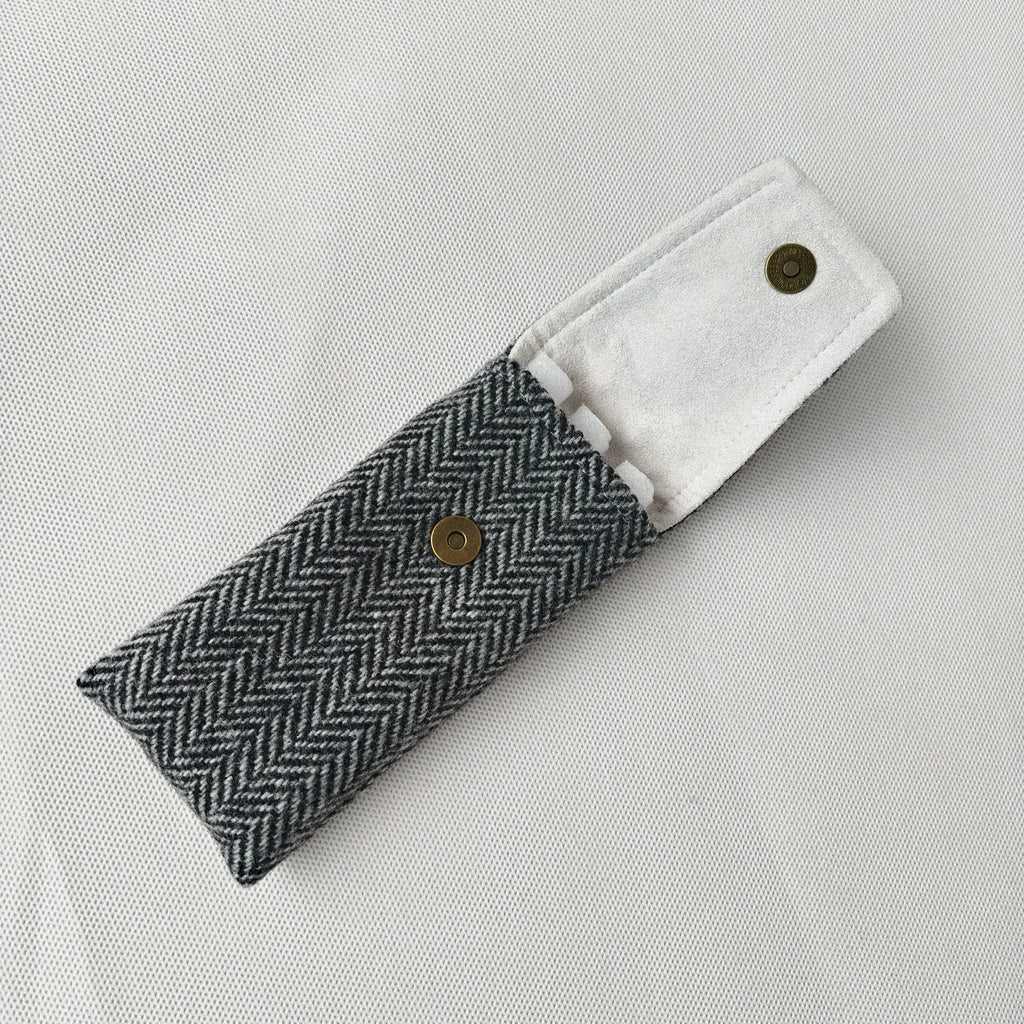 Original DIY High-Quality Wool Plaid Pencil Case 3-Hole Pen Bag Protective Cover Portable Pencil Pouch Zpaxo 3kongrenziwen