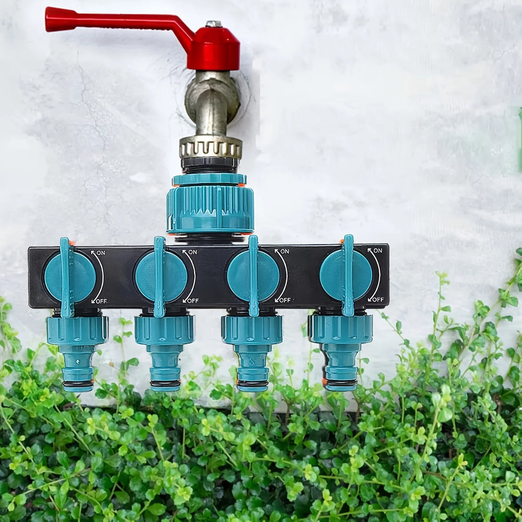 4-Way Garden Hose Splitter 1 3 4 2 Threads Durable ABS Watering