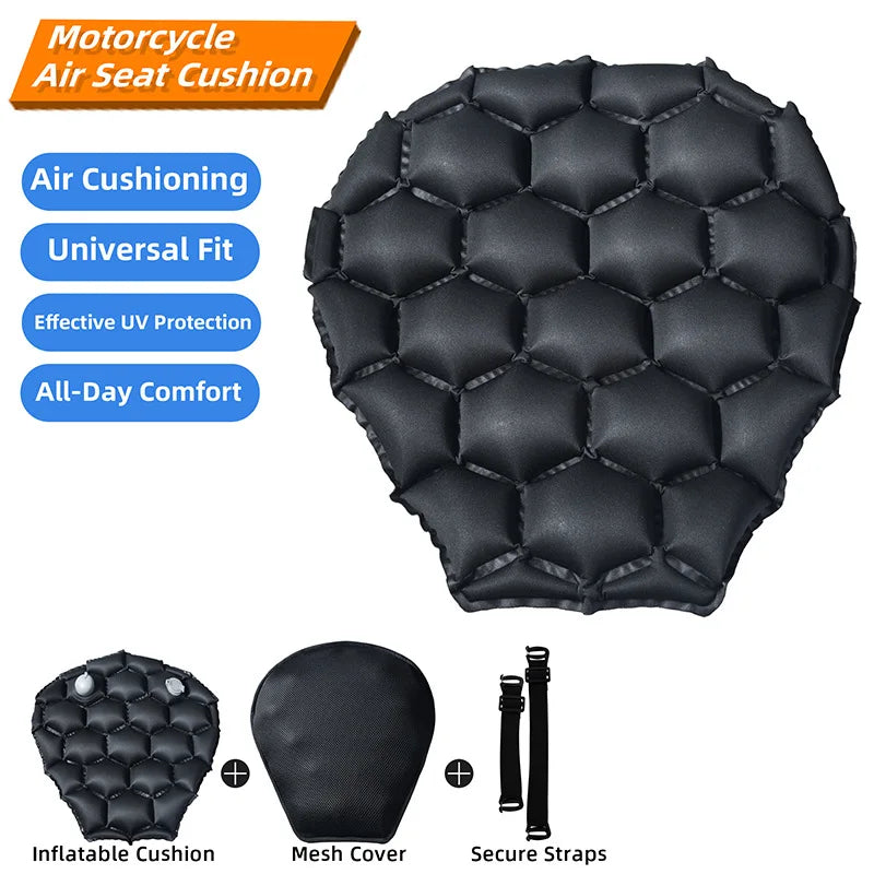 Motorcycle Air Gel Seat Cushion – 3D Honeycomb Anti-Slip Pad