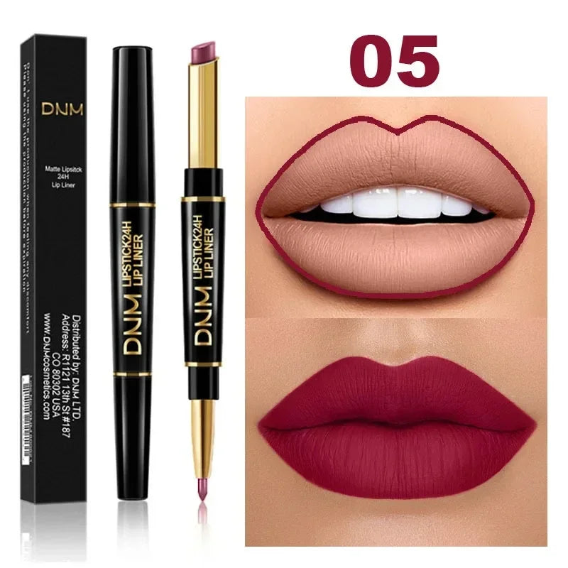 1 Matte Lipstick Pencil Double Ended Lip Liner Pen Red Nude Long Zpaxo 05