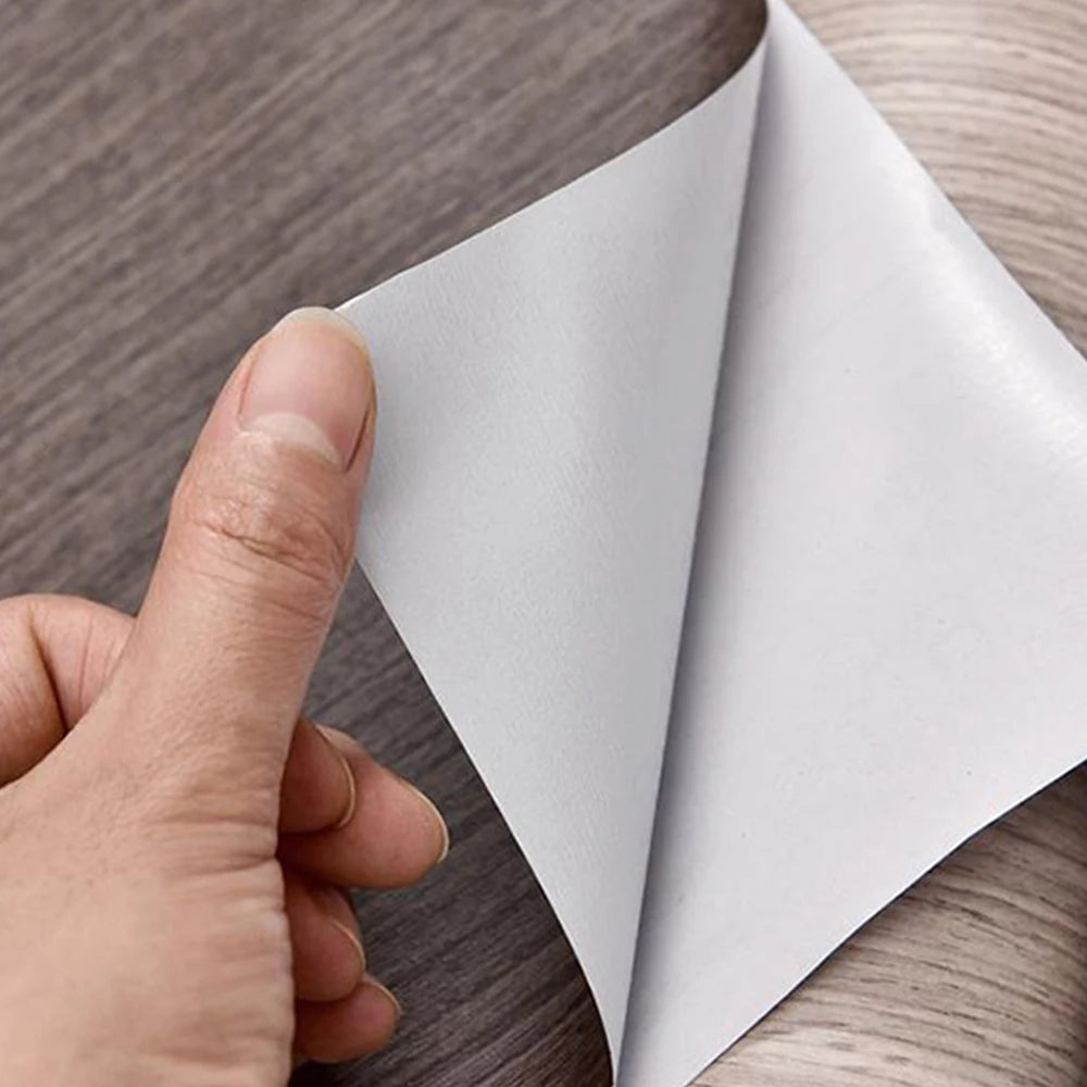 Self-Adhesive Wood-Grain Stickers Grey Waterproof Peel Stick Door Contact Paper for Backdrop Furniture Cabinets Decor Wallpaper Zpaxo