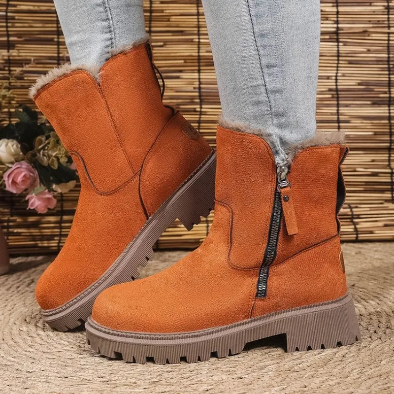 2025 New Women Snow Boots Keep Warm Cotton Shoes Faux Suede Non-slip Winter Boots Woman Comfortable Platform Ankle Booties Zpaxo