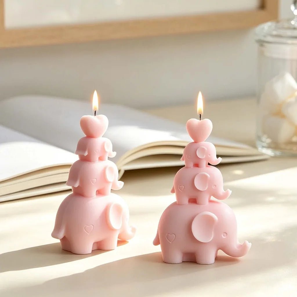 3-Tier Stacking Elephant Silicone Mold – Candle & Resin DIY