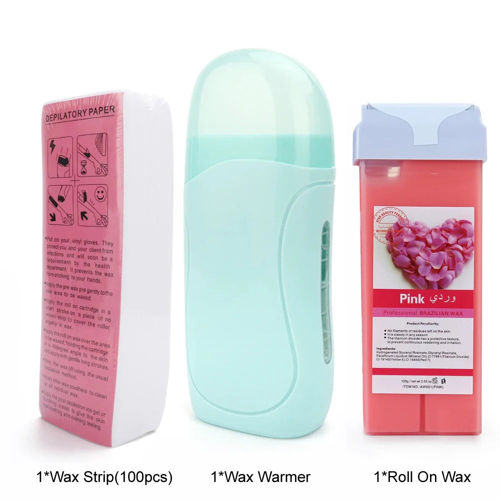 Roll-On Electric Waxing Kit – Hair Removal for All Skin Types Roll-On Waxing Kit Zpaxo 072-G-Rose US Plug