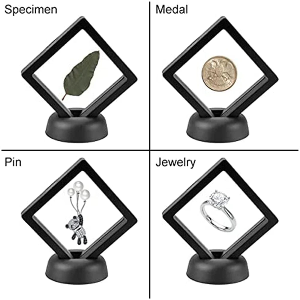 5Pcs Floating Display Case Frame Ring Necklace Earring Packaging Box Jewelry Coin Display Stand Holder Zpaxo