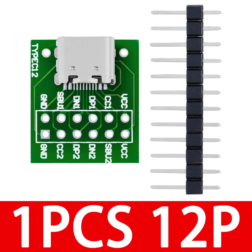 1 5 USB 3 C 16 Pin Test PCB Adapter Connector Socket Data Cable Zpaxo 1PCS 12P