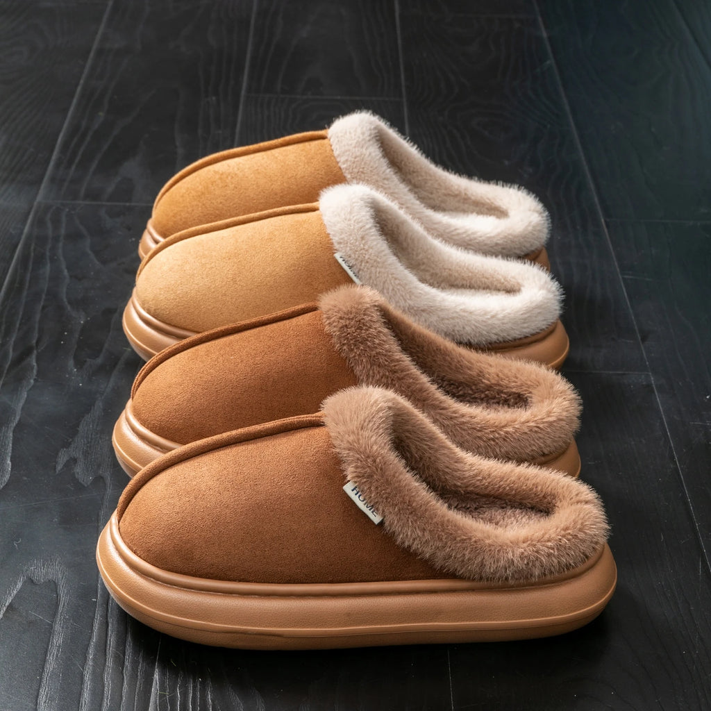 Men's Warm Non-slip Slippers Plush Fleece Lined Fuzzy House Shoes