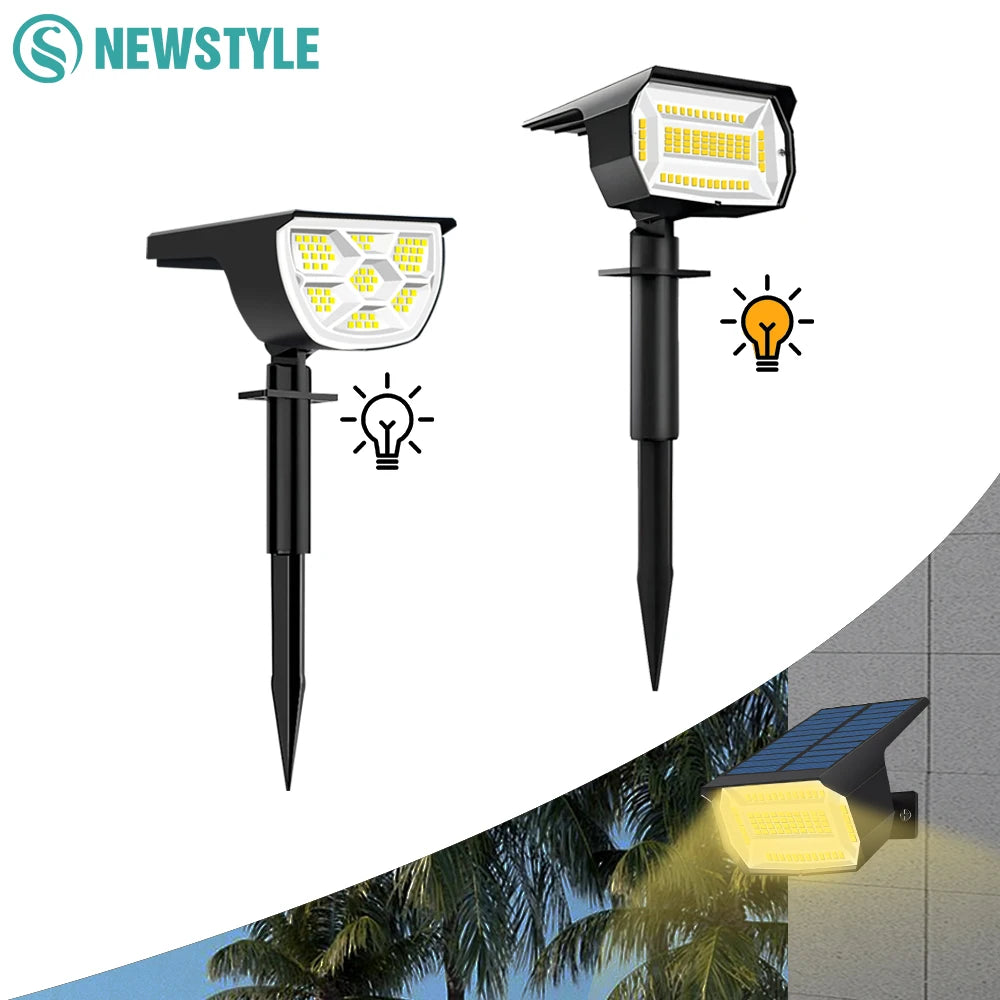 1/2/4PCS Solar Spot Light 68/72 LED Outdoor Garden Solar Landscape Spotlights Waterproof 3 Modes Wall Light Door Backyard Garage Zpaxo