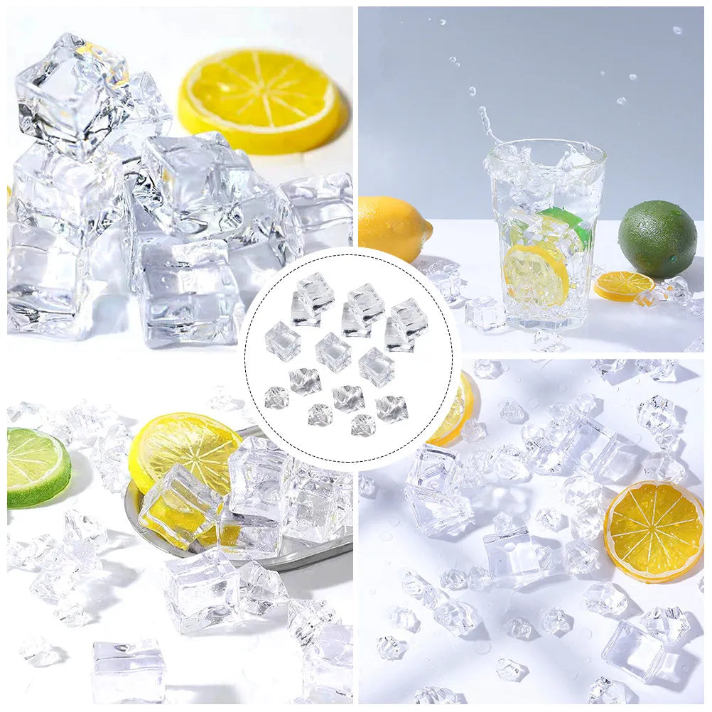 Clear Acrylic Ice Cubes Realistic Fake Food Styling Beverage Display